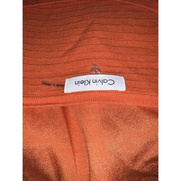 Calvin Klein Ribbed Orange Sweater L Womens Cotton Blend Made In China - Picture 4 of 4